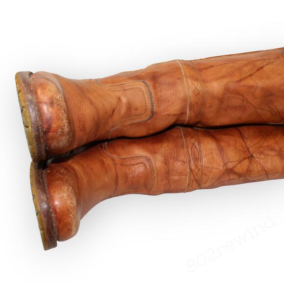 8.5 Frye Campus Stitching Horse Cowboy Boots Saddle Knee-High LugSole Western - Picture 5 of 16